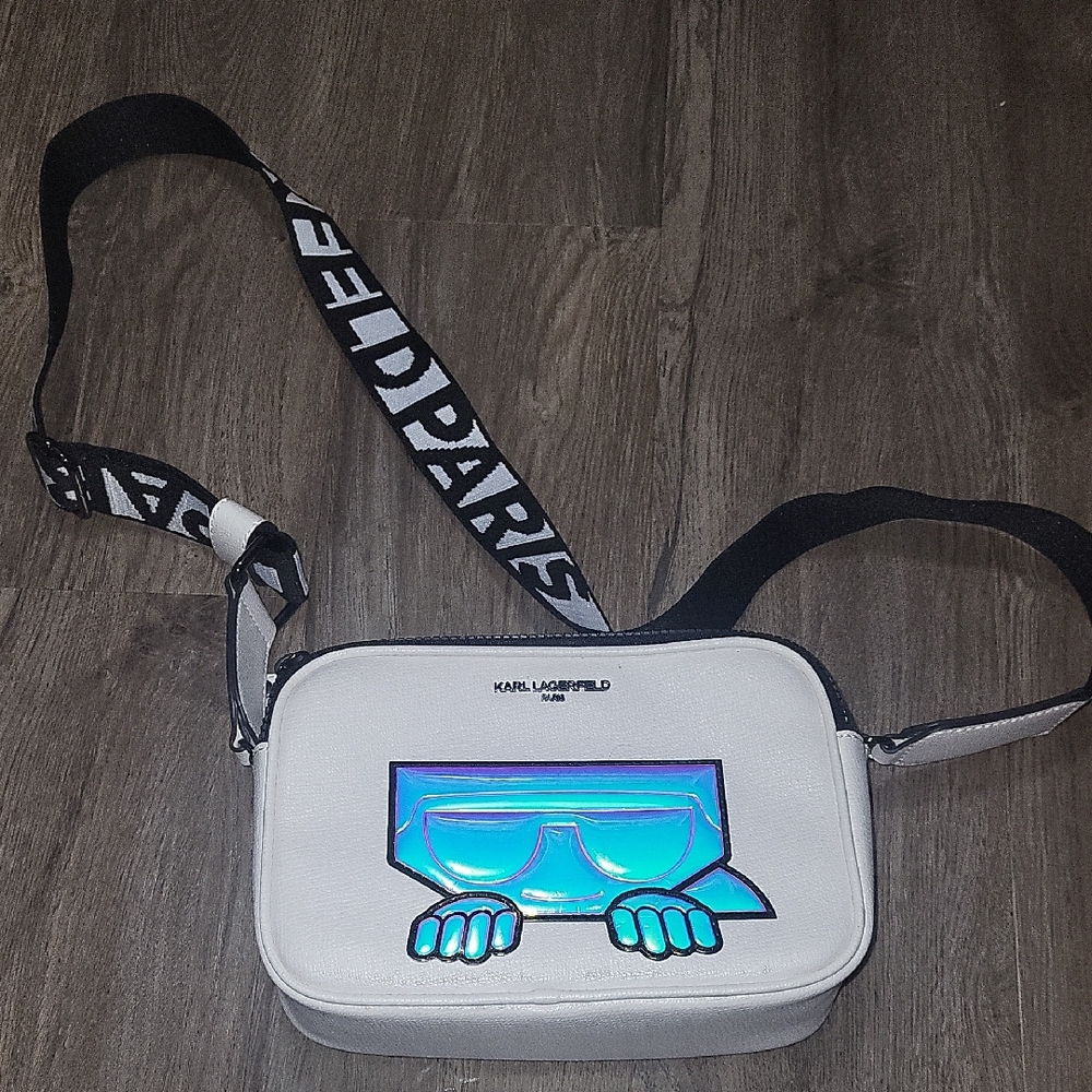 Karl Lagerfeld White Bag with Blue Graphic